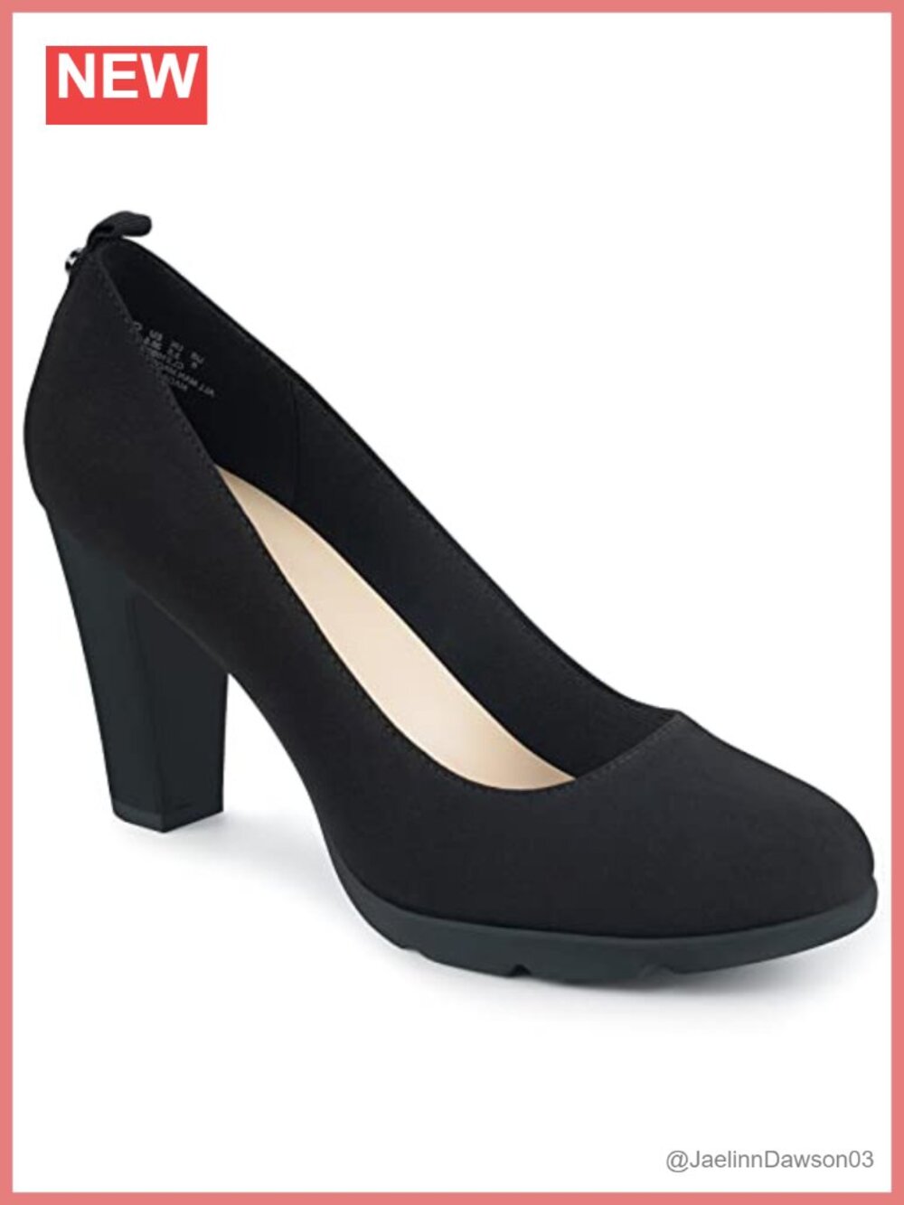 Women's Pumps 3 Inch Block Heel Round Toe Slip-On Faux Leather